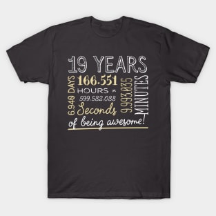 19th Birthday Gifts - 19 Years of being Awesome in Hours & Seconds T-Shirt